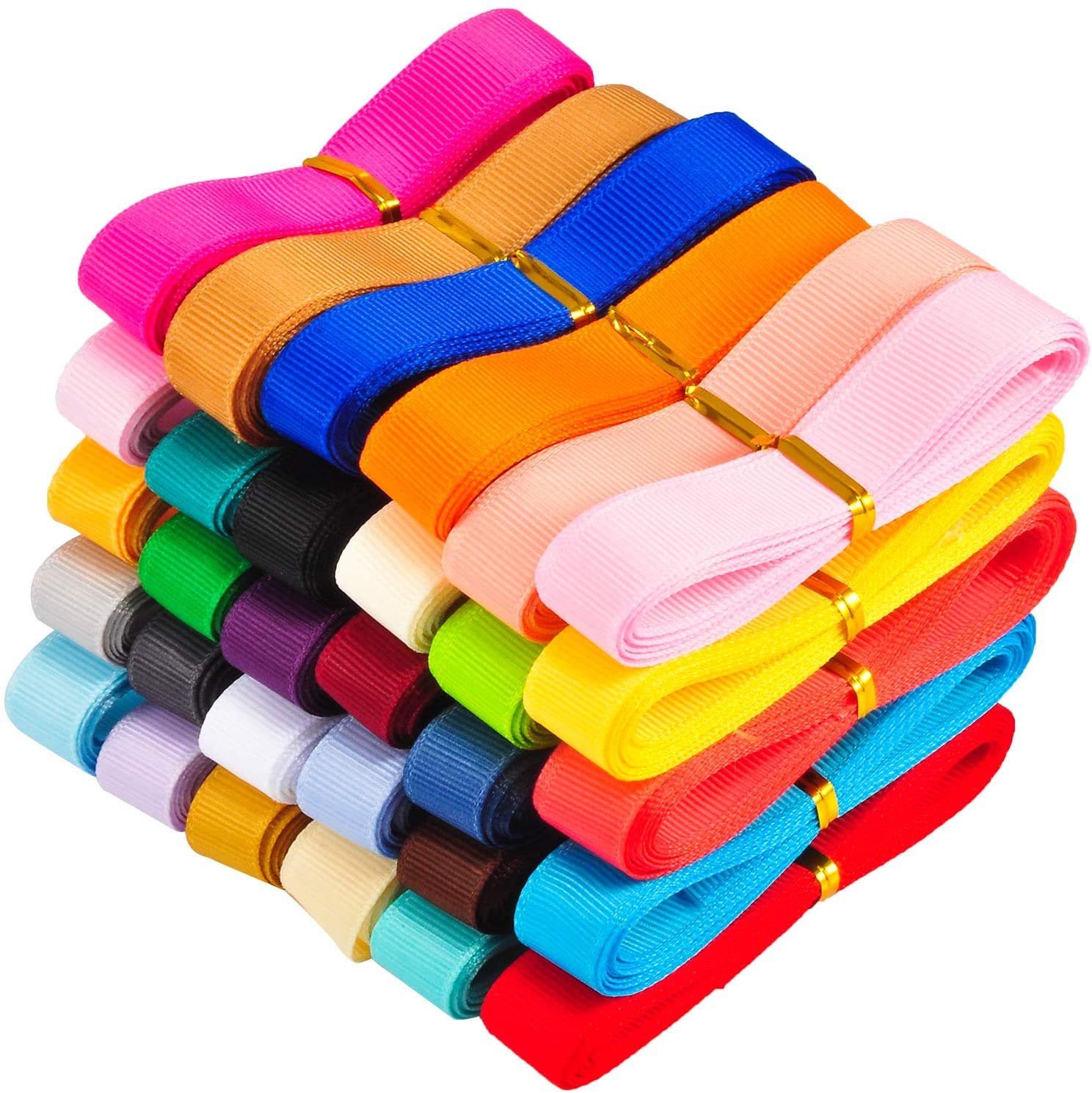Berolle 90 Yards 30 Colors Grosgrain Ribbon Mixed Color Double Face Solid Polyester Ribbon (5/8")