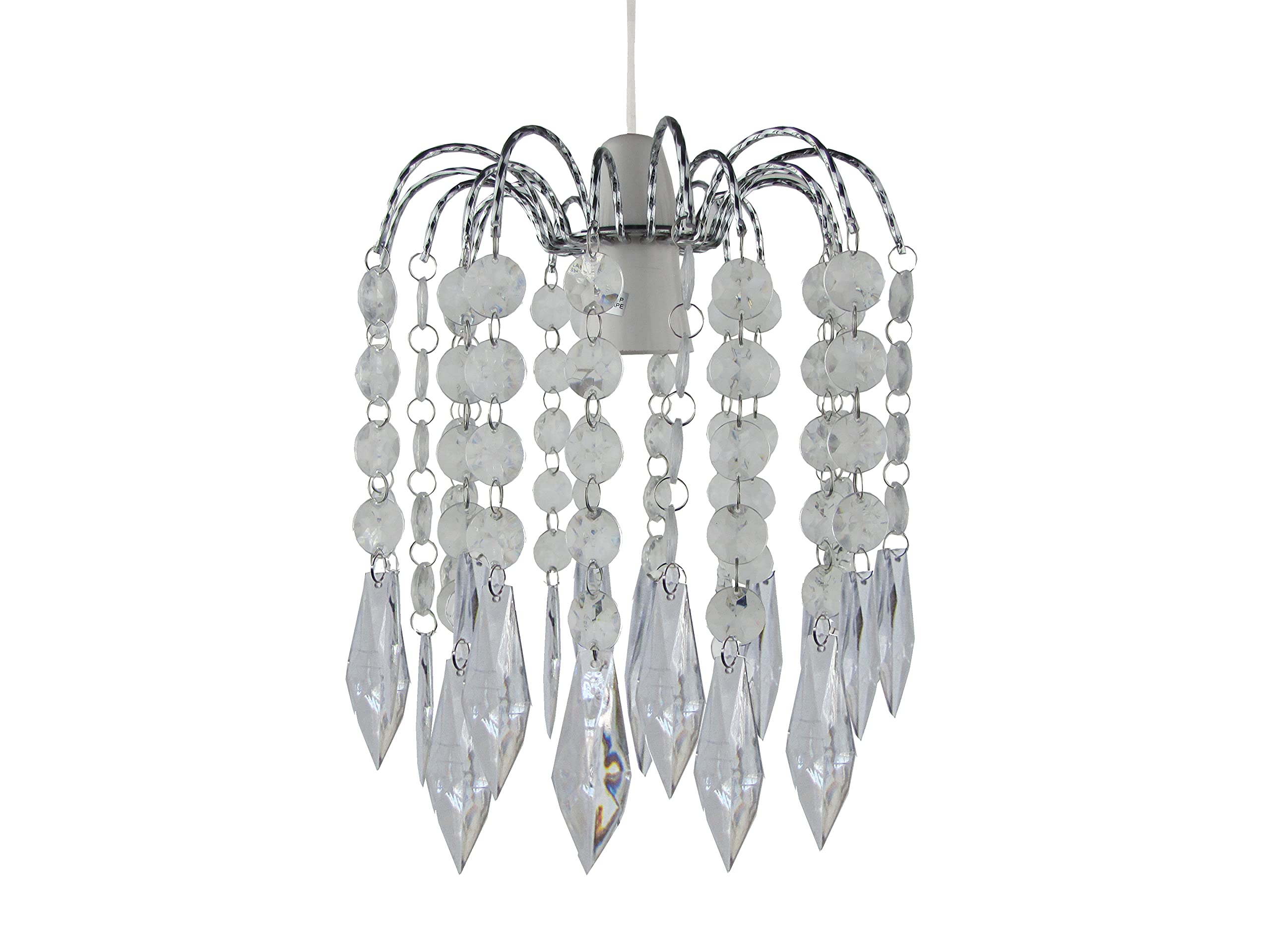 Loxton Lighting Easy Fit Chrome Crystal Effect Fountain Pendant Lampshade (2 Tier - 20cm Dia')