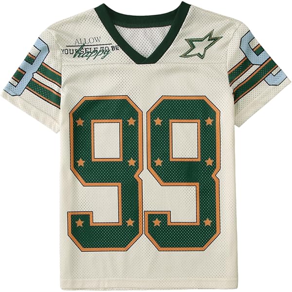 Amazon.com: Boy Girl Y2K Jersey Shirt Number Graphic V Neck T