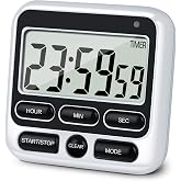 4-in-1 Digital Timer with Count Up/Down, Clock &amp; Alarm, Ring &amp; Silent Modes | Large 2.8-Inch easy-read LCD, On/Off switch, 24-Hour count up/down, Fast-forward function, Magnetic back, stand, hanging hole