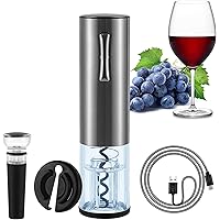 Electric Wine Opener Set - Automatic Wine Bottle Opener Screwpull Corkscrew Rechargeable with Foil Cutter Vacuum Stopper…