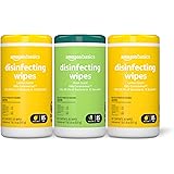 Amazon Basics Disinfecting Wipes, Lemon & Fresh Scent, Sanitizes, Cleans, Disinfects & Deodorizes, 255 Count (3 Packs of 85) 