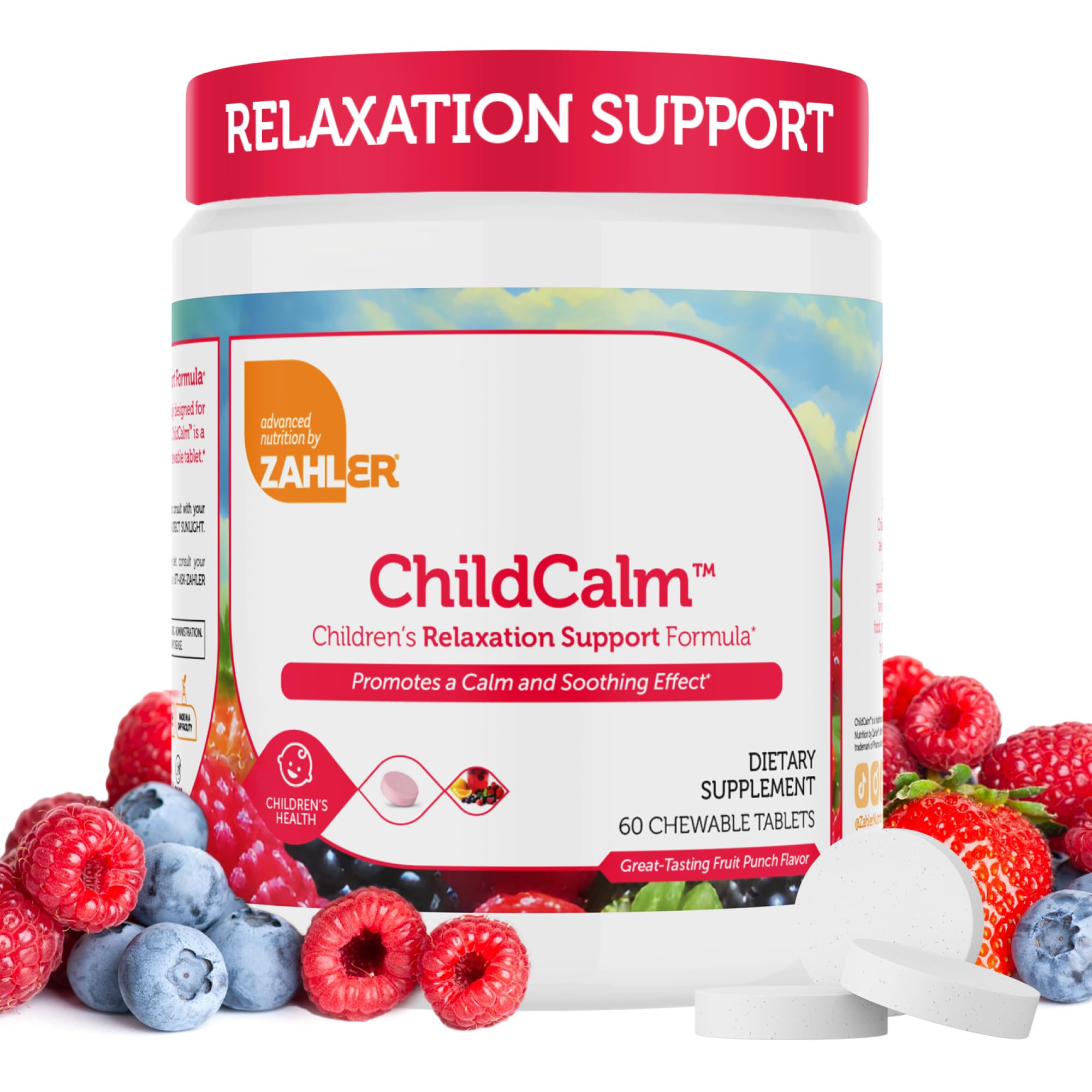 Zahler ChildCalm, Kosher Fruit Punch Chewable Magnesium for Kids - Natural Calm, Mood Support, and Relaxation - Calming Kids Magnesium Supplement Childrens, 60 Tablets