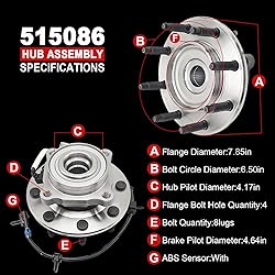 2 PCS 515086 Front Wheel Hub Bearing Assembly for