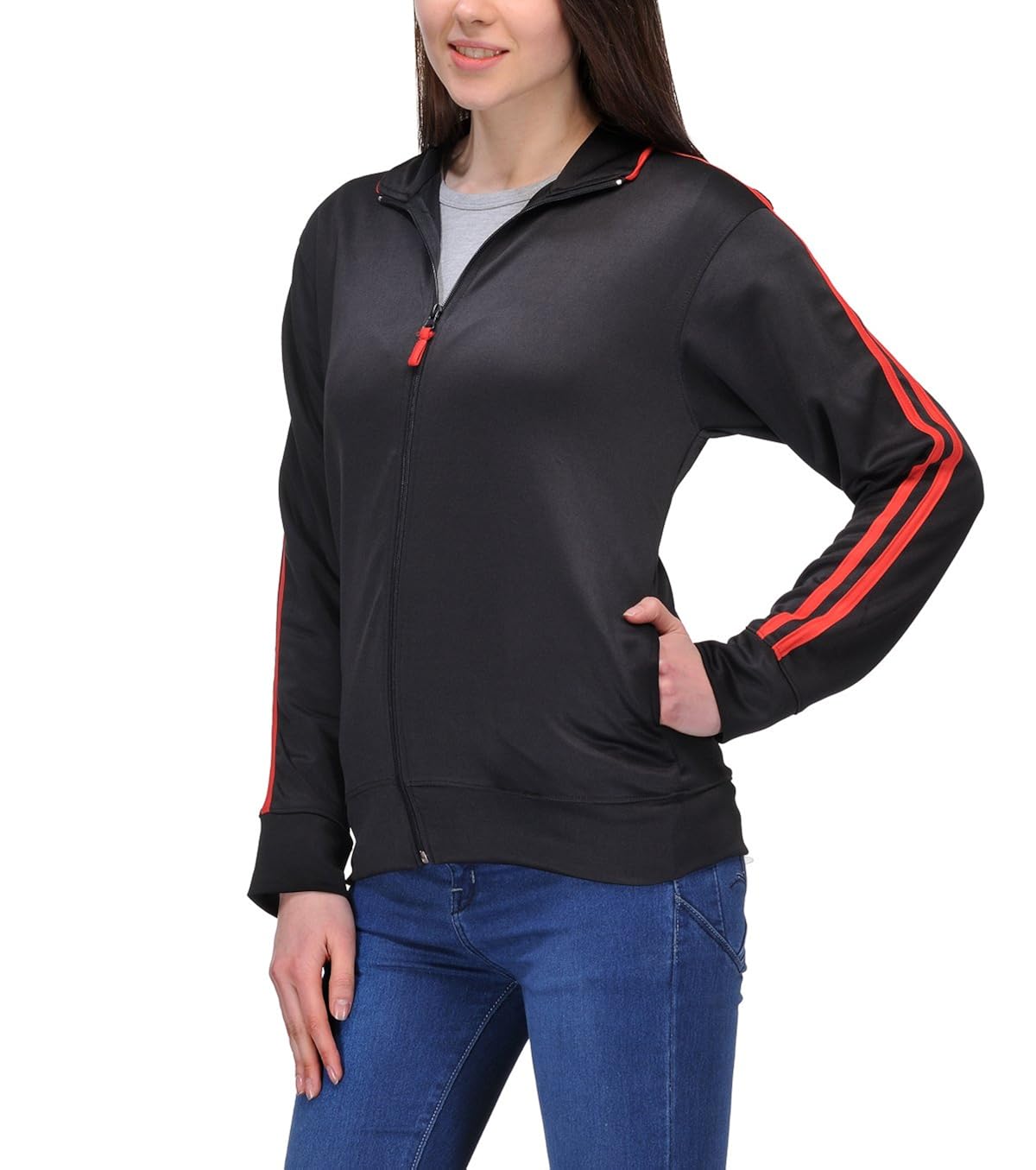 scott dryfit jacket wrinkle free women's (black with red stripes)