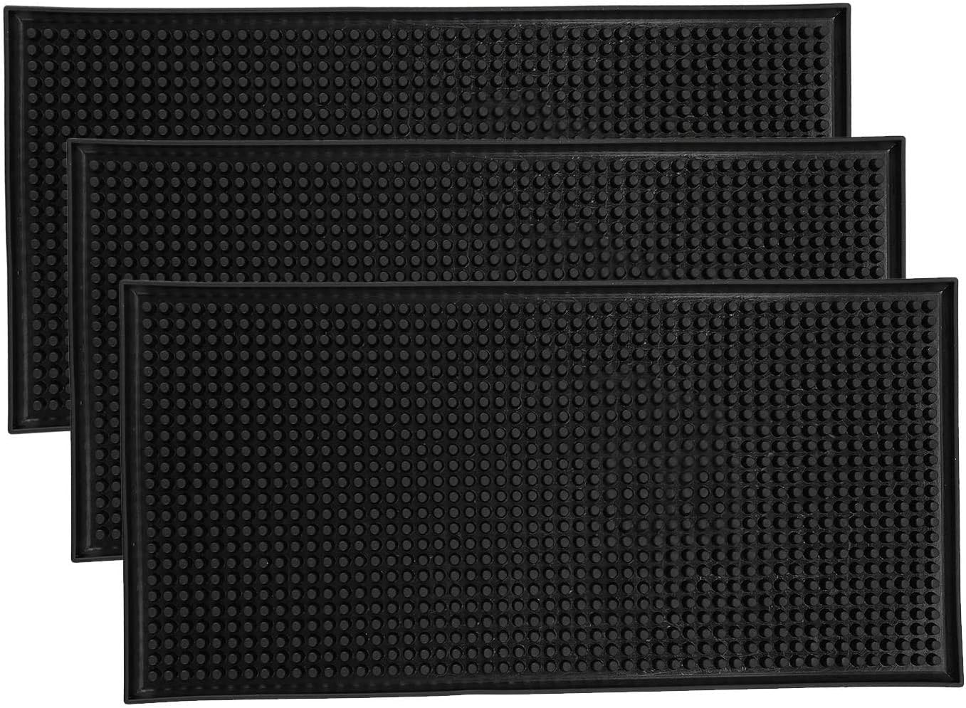 HighFree 3 Pack Black Bar Mat Spill Mat Glass Drying Mat