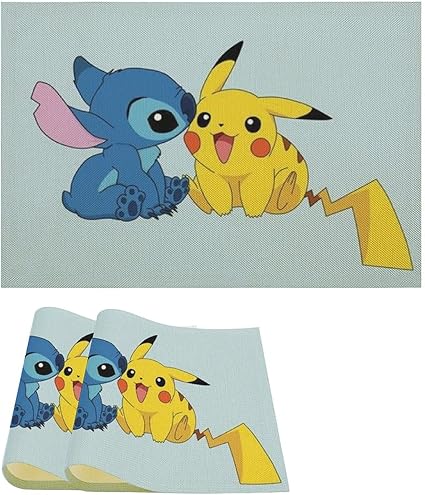 Amazon スティッチ ピカチュウ ランチョンマット 亜麻プレースマット テーブルマット 雰囲気アップ 撥水 防汚 断熱 テーブル保護 滑り止め お手入れ簡単 おしゃれ アニメ キャラクター 洗える 布 大人用 子供用 ランチョンマット オンライン通販
