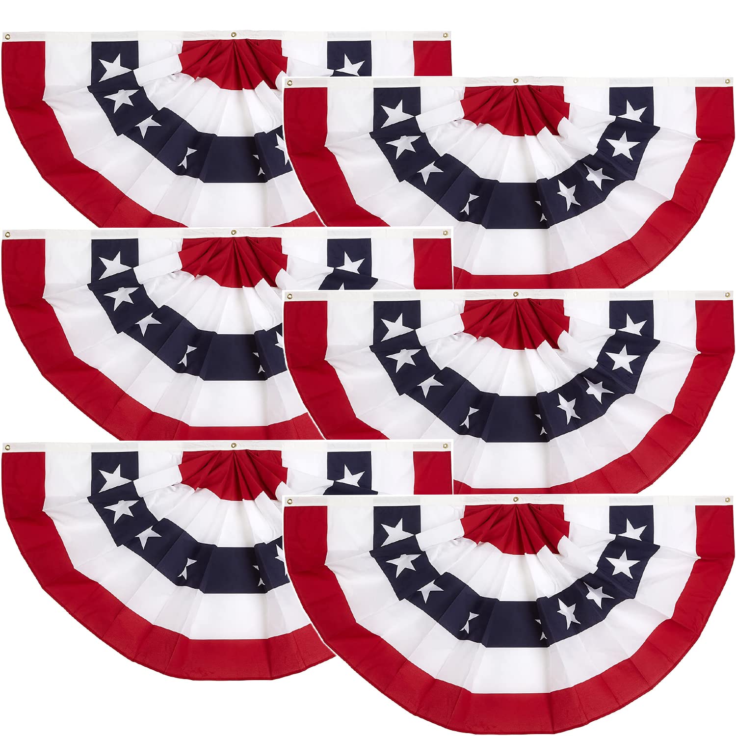 Photo 1 of 1.5x3 Ft American flags Bunting Flag outdoor- Half Fan Banner Pleated Patriotic Polyester USA Flag for 4th of July Decorations 6-pack
