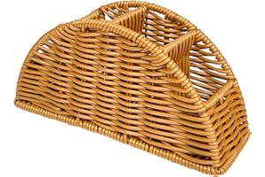 LALAFINA Remote Control Holder Organizer with Divided Compartments, Imitation Rattan Brown Pp Storage Box