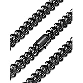 U7 Cuban Link Chain Necklace for Men, Stainless Steel/Black/Gold Mens Necklaces, Chunky Curb Chain Necklace in 6/9/12mm Width 18-30 Inches, Thick Choker Jewelry with Box Packed