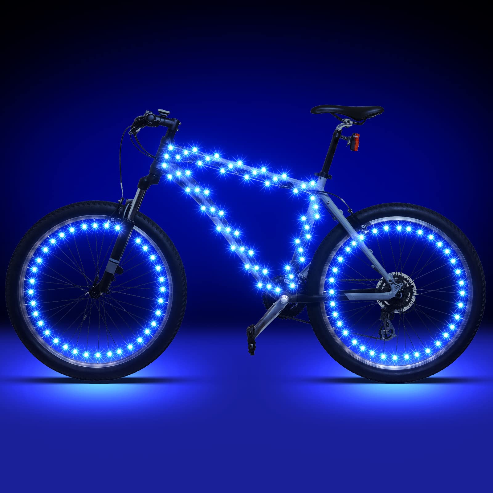 Photo 1 of Woanger 3 Pcs LED Bike Lights for Night Riding Bicycle Frame and Wheel Lights Battery Powered Bike Accessories Gifts for Adults Riding at Night(Blue)