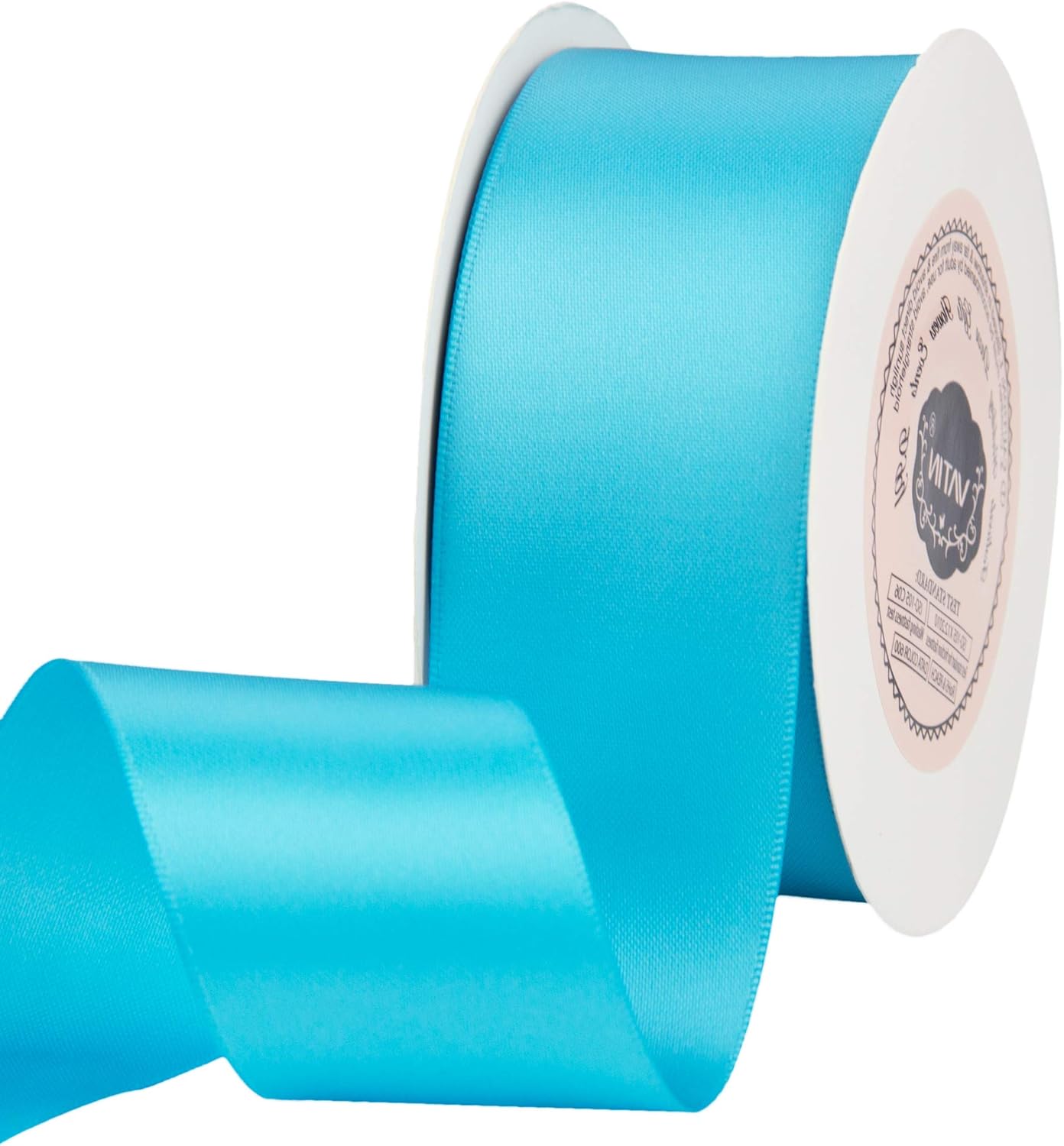 VATIN 38mm inches Wide Double Faced Polyester Copen Blue Satin Ribbon Continuous Ribbon- 23 Metre