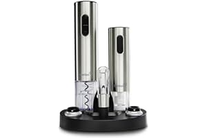 Ivation Electric Wine Gift Set – Includes Bottle Opener, Aerator, Vacuum Preserver, Stoppers, Foil Cutter & Charging Base