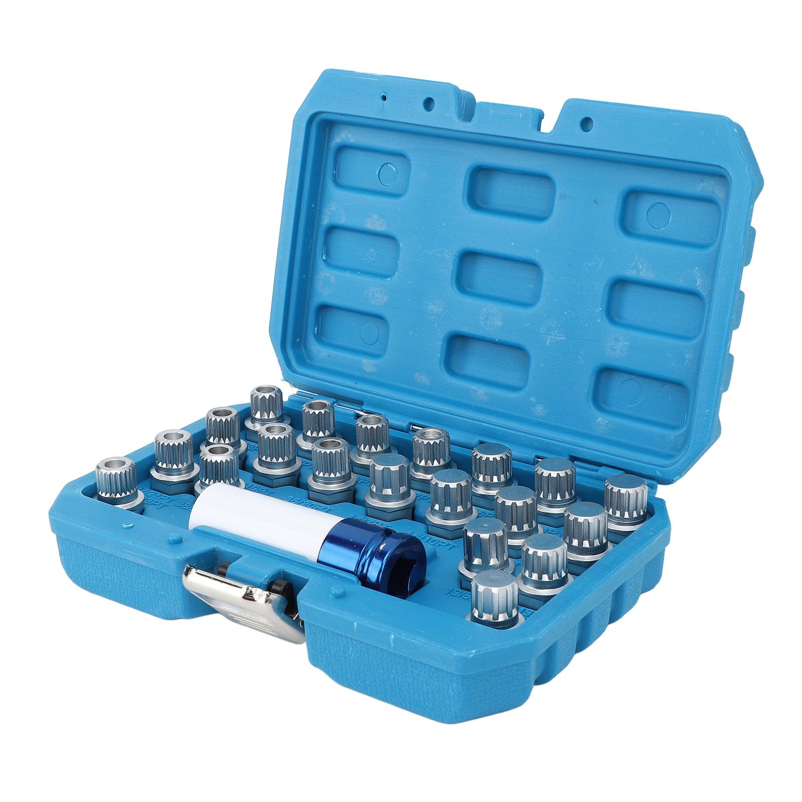Wheel Nut Removal Socket Set, 21pcs Wheel Lock Lug Nut Remover Tool Kit with 1/2in Drive Adapter Steel Chrome Plated 36 1 300 for R50 R52 R53