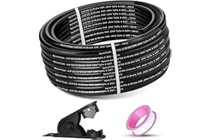 HITCHVOYAGER 3/8" OD x 100FT DOT Air Line Tubing Kit Black SAE J844 PA12 Nylon Air Brake Hose with Cutter and Teflon Tape for Trailer Trucks RV Braking Systems or Fluid Transfer