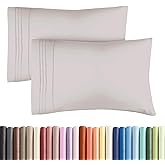 King Pillow Cases Set of 2 - Ultra Soft Hotel Quality Pillowcase Covers - Comfy, Cozy & Wrinkle Free - Shrinkage, Stain & Fade Resistant - Machine Washable Pillow Protectors - 2 Piece Set - Light Grey