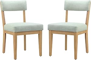 Amazon Brand – Stone & Beam Bergen Upholstered Dining Chair with Wood Legs, Set of 2, 20