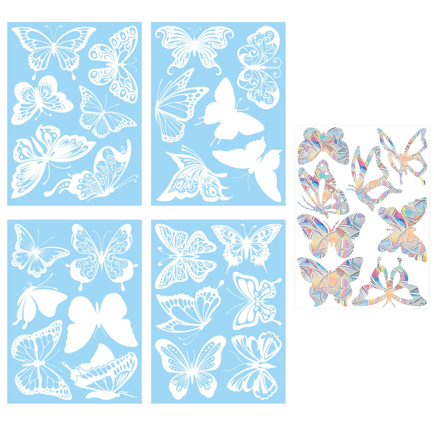 24 Butterfly Window Stickers, 8 Colorful Butterfly Window Stickers, Anti-Collision Window Stickers, Glass Decorative Stickers, Laser Prism Window Stickers, Light-Catching Window Stickers