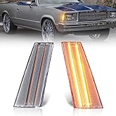 MOTRUM Front Side Marker Light Compatible with 1978-1979 GMC Caballero, 1978-1979 Chevro-let Malibu/El Camino, [DOT] [IP67 Waterproof] Amber LED Sidemarker Lamp, 1 Pair, Clear Lens