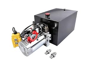 20 Quart Hydraulic Power Unit, 12V DC Double Acting Hydraulic Dump Trailer Pump with 20 Quart Steel Reservoir SAE #6 Ports, 3