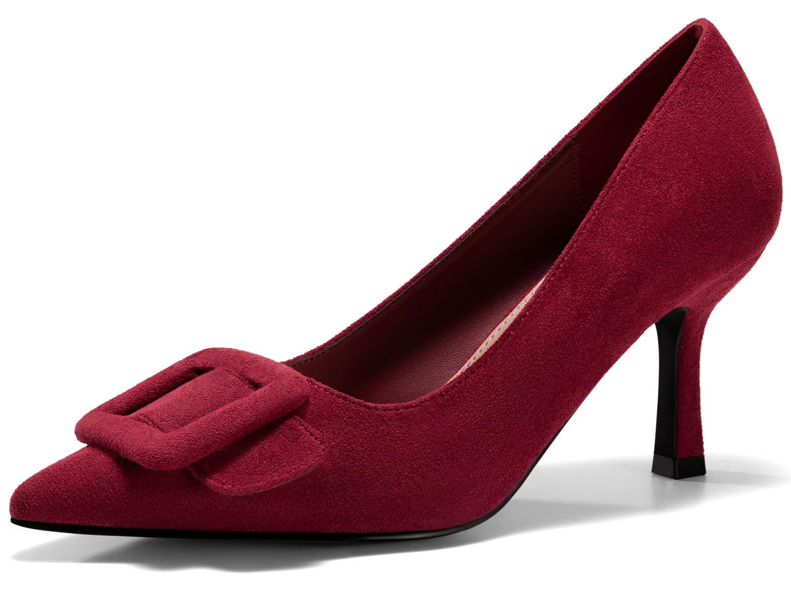 FRENCH CONNECTION Womens Burgundy Mandalay Pointed Toe Stiletto Slip On Leather Heeled Mules Shoes