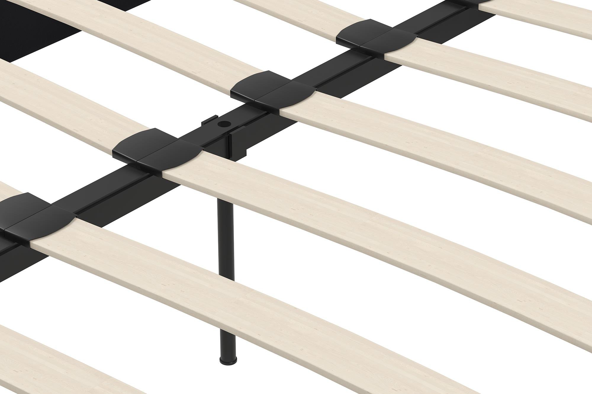 DHP Maven Upholstered Platform Bed with 11 Inch Height for Raised Mattress Support, No Box Spring Needed, Queen, Black Faux Leather