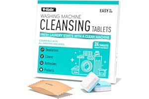 Y-KELIN Washing Machine Cleaner Tablets 24 Pack -1 Year Supply for HE Front Loader & Top Load Washer,Septic Safe Washer Machine Cleaner Tablets, Deep Clean,Eco-Friendly Deodorizer