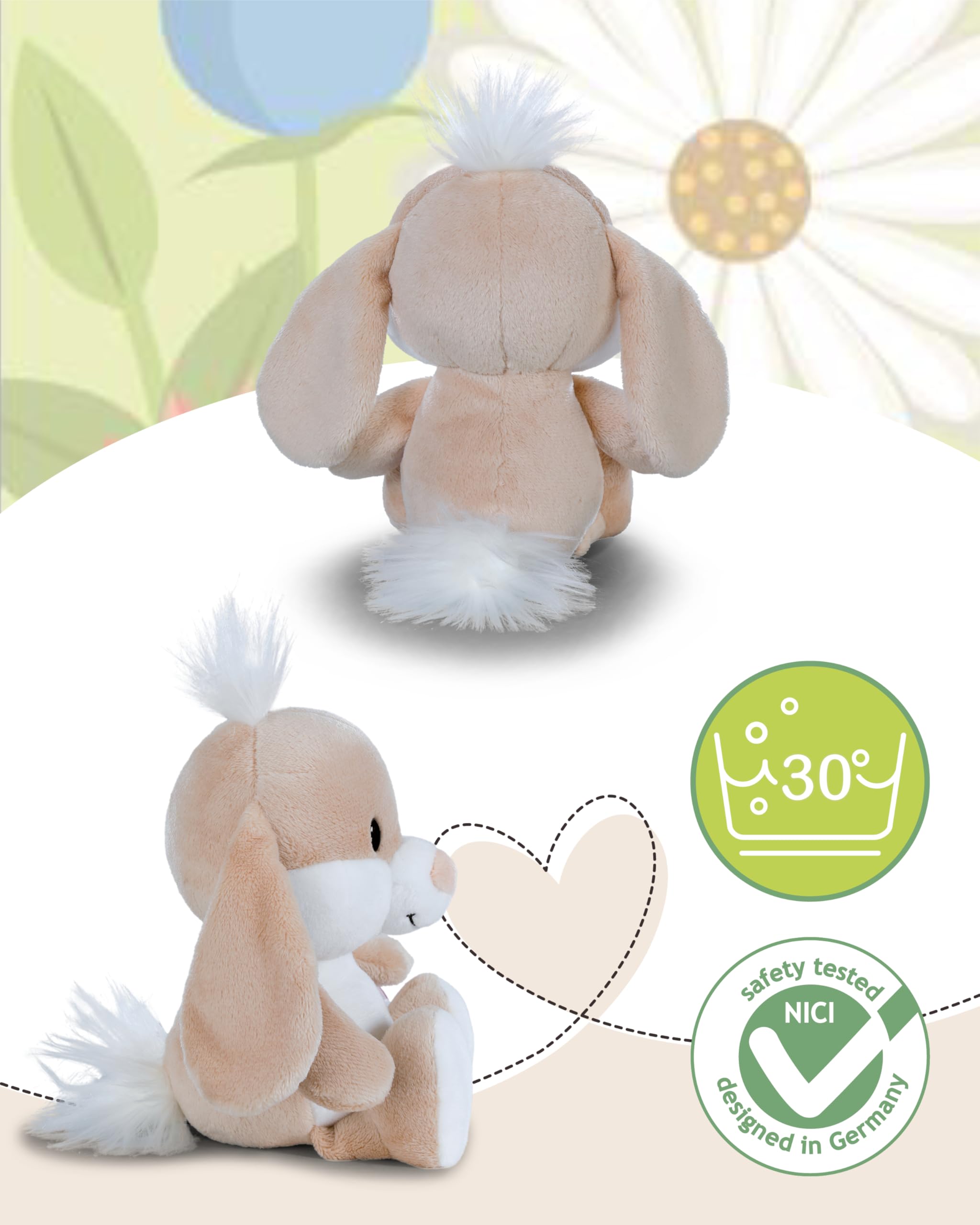 NICI Kuscheltier Hase 20cm - braun - Stofftier aus weichem Plüsch, niedliches Plüschtier zum Kuscheln und Spielen, für Kinder & Erwachsene, tolle Geschenkidee - 62676 4