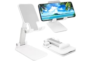 szwilnis Cell Phone Stand, Folding Desktop Phone Stand, Angle Height Adjustable Mobile Phone Holder for Desk, Office, Tablet Stand Compatible with All Phones 4-10 Inches Cell Phone/Tablet (White)