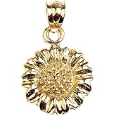 Claddagh Gold Polished 10k Yellow Gold Sunflower Charm Pendant