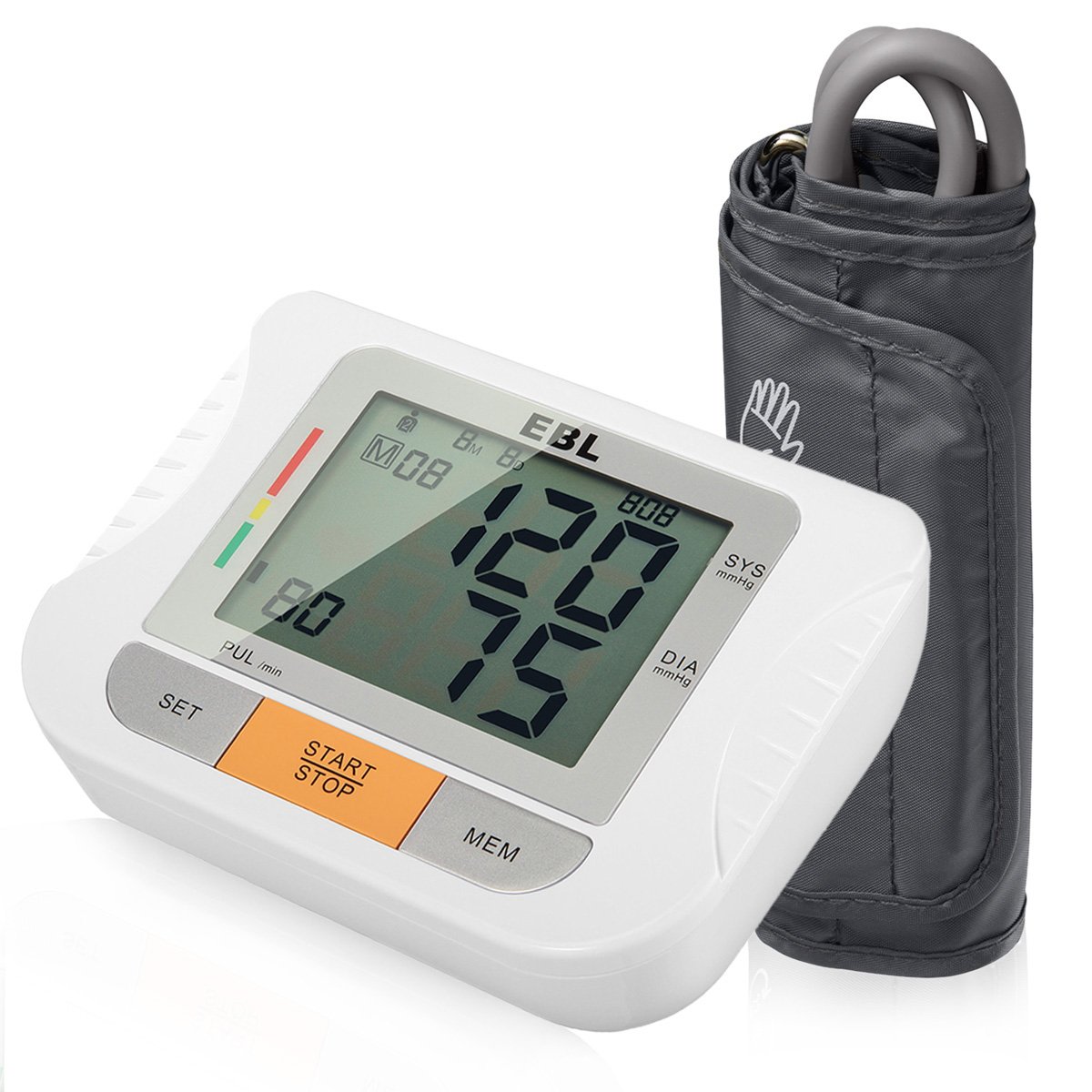 EBL Blood Pressure Monitor for Professionals and Home Users, Upper Arm Blood Pressure Monitor with Large LCD Display, Heartbeat Detector Memory Store Last 180 Readings