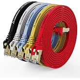 CableGeeker Cat8 Shielded Flat Ethernet Cables, 10 ft, 5-Pack, Multicolor | 40Gbps/2000MHz, 30AWG OFC Copper, Shielded RJ45 with Gold-Plated Contacts, For Gaming, Servers, and Data Centers