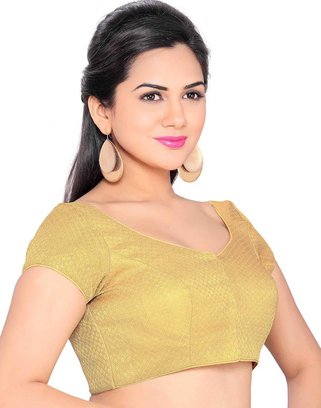 studio shringaar festive gold short non-padded blouse
