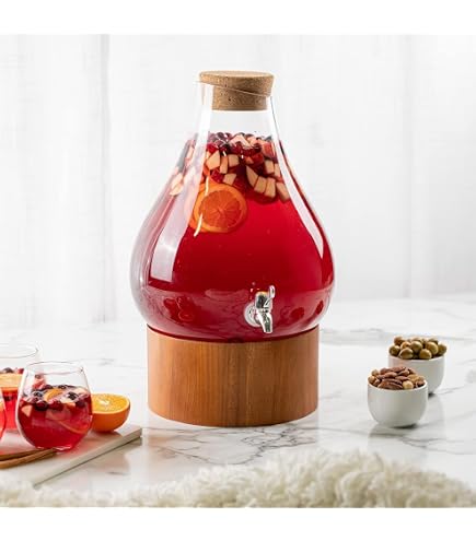 Amazon.com | 4 Gallon Raindrop Glass Beverage Dispenser with Cork Lid: Iced Beverage  Dispensers