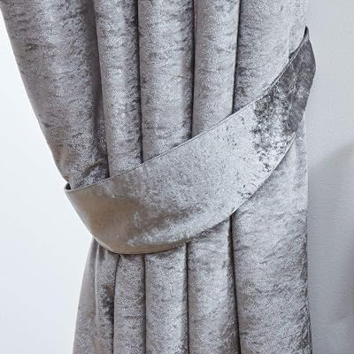 John Aird Crushed Velvet Fully Lined Eyelet Curtains (Silver) Pair