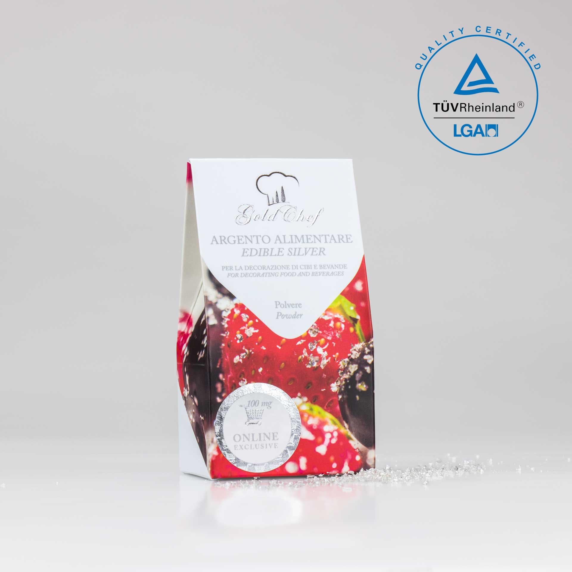 Giusto Manetti Battiloro – GoldChef – Edible Silver Powder – In Shaker – Pure Silver – 100 mg