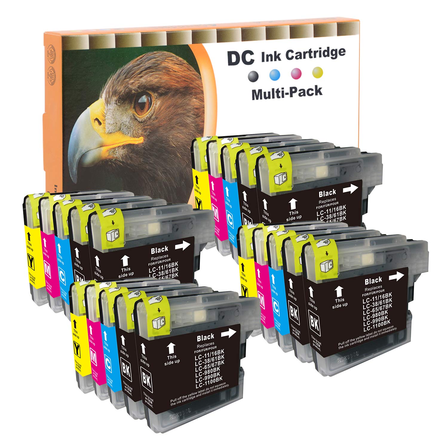 D&C Compatible Ink Cartridge for Brother LC-980/1100 DCP-185C DCP-385C DCP-395CN DCP-585CW DCP-6690CW DCP-J615W DCP-J715W MFC-490CW MFC-5490CN MFC-5895CW MFC-6890CDW MFC-795CW MFC-990CW (20-Pack)