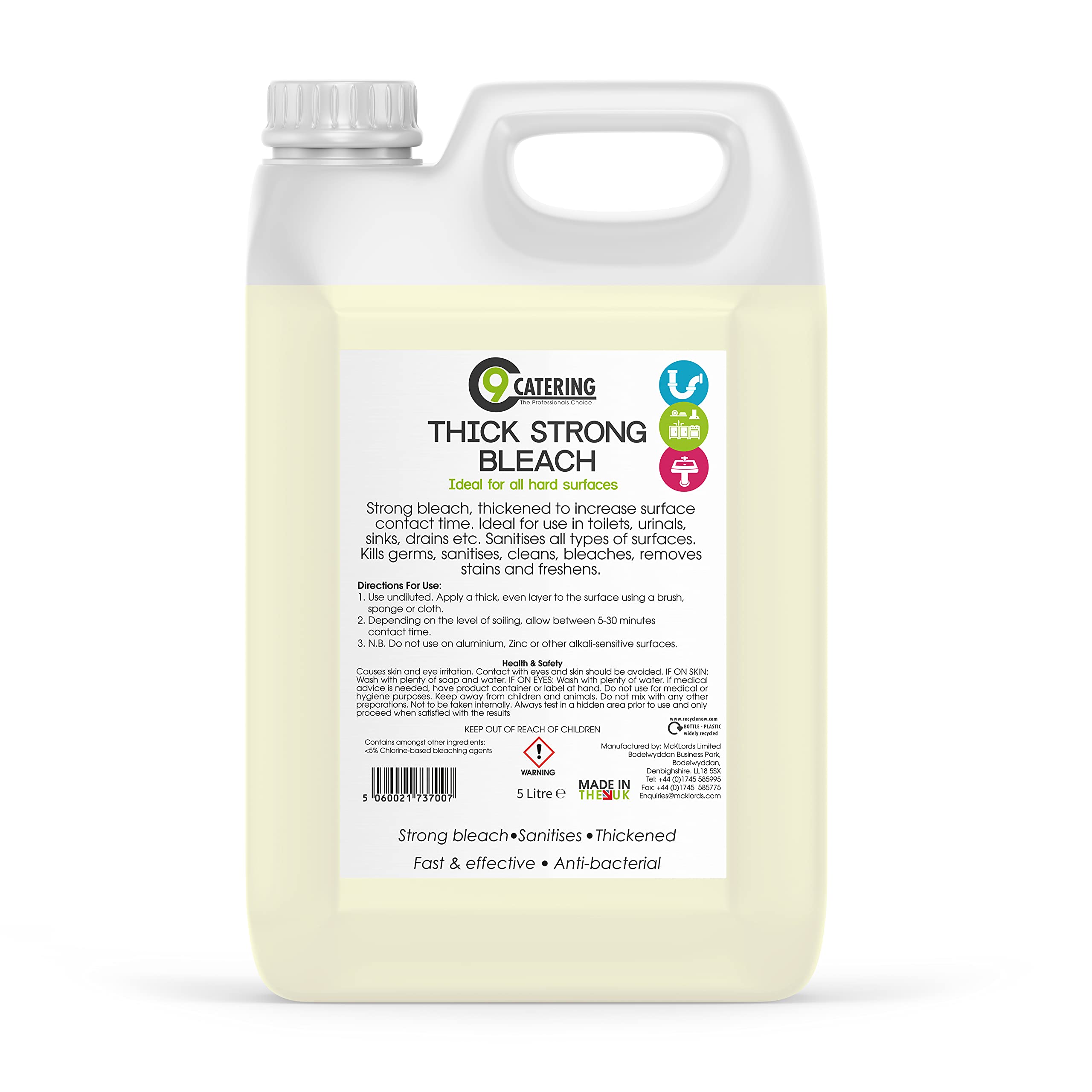 C 9 Catering Thick Strong Bleach for All Hard Surface, 5 litre