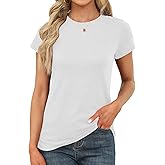 Memorose Womens Short Sleeve Tops Summer T Shirts Round Neck Causal Fashion Basic Tee