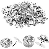 YuGtcen 130 Set Pin Backs, Blank Pins Scatter Butterfly Clutch Pin Holder Enamel Pin Locking Backs Tie Tacks Jewelry Pin Backings Clasp for Brooch Lapel Hat Uniform Badges Tie Tack (10mm, Silver)