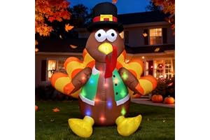Evoio Inflatable Turkey Thanksgiving Blow up Turkey Outdoor Yard Decorations, 4 FT 丨Multicolor LED Lighting Turkeys Inflatables for Front Yard, Lawn, Garden, Indoor, Outside Autumn Fall Xmas Decor