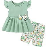WESIDOM Toddler Girl Clothes Layered Ruffle Top Floral Shorts Cute Toddler Girls Summer Outfits 2Pcs Clothing Set