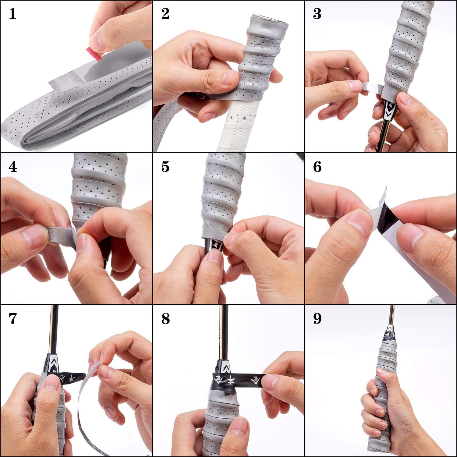 FFNIU Tennis Racket Grip Tape, Anti Slip Absorbent Overgrip for Tennis Badminton Pickleball Racquet, 6 Piece in 6 Colors : Sports & Outdoors