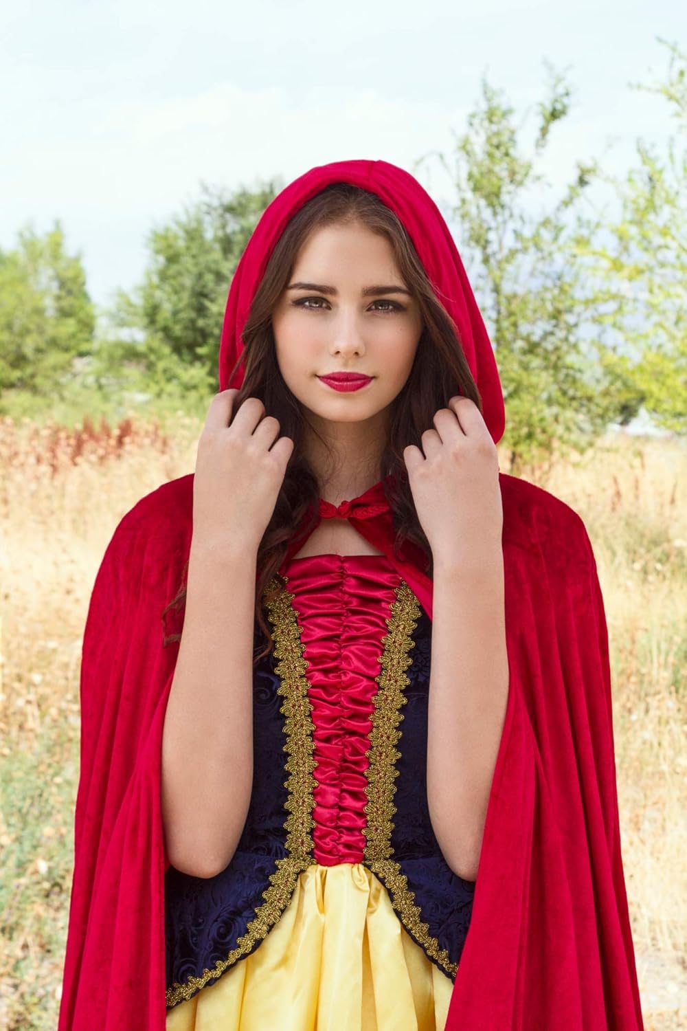 Little Adventures Deluxe Velvet Adult Cloak Cape with Lined Hood (Red),One Size: Clothing