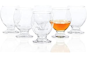 Red Co. Clear Wine Drinking Glass Goblet with Short Stem, 7.6 Oz., Set of 6