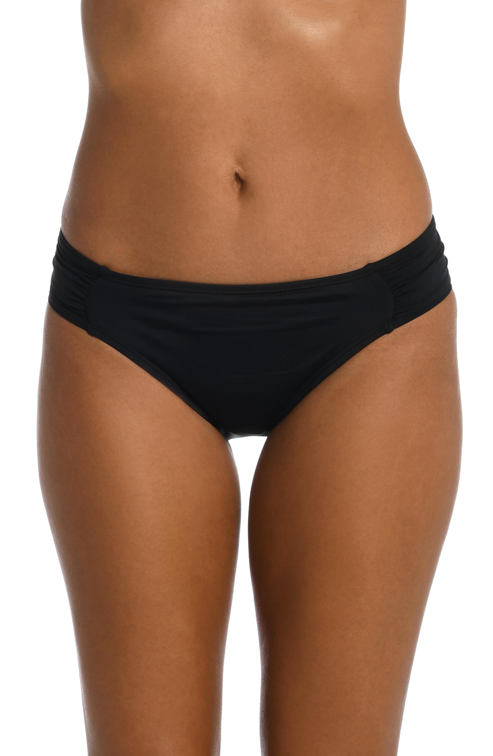 Photo 1 of La Blanca Women's Standard Island Goddess Side Shirred Hipster Bikini Swimsuit Bottom, Black, 8