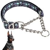 Choke Collar for Dogs,Chain Martingale Dog Training Pulling Collar(Skull L) | Heavy duty Adjustable Reflective Nylon &amp; Soft Padded No-Pull Collar with steel chain Choke Collar for Medium, Large &amp; XL Dog