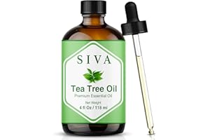 SIVA ORGANICS Siva Tea Tree Essential Oil - 4 Fl Oz – 100% Natural Tea Tree Oil - for Diffuser, Face, Skin Care, Aromatherapy, Hair Care, Scalp and Body Massage - with Dropper
