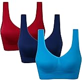 Vermilion Bird Women's 3 Pack Seamless Comfortable Sports Bra with Removable Pads