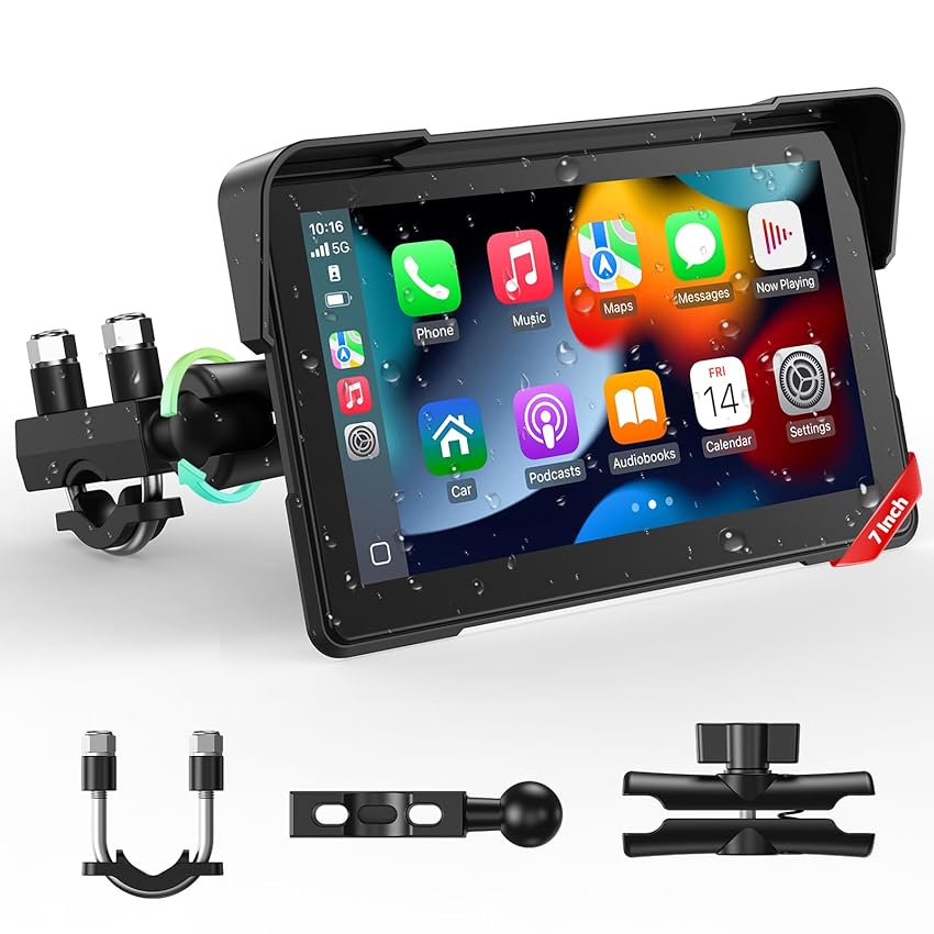 LAMTTO Schermo Wireless CarPlay e Android Auto per Moto, Aggiornamento Portatile da